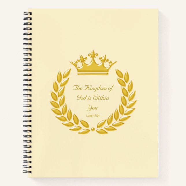 Goldene Krone & The Kingdom of God Bible Verse Hin Notizbuch (Vorderseite)