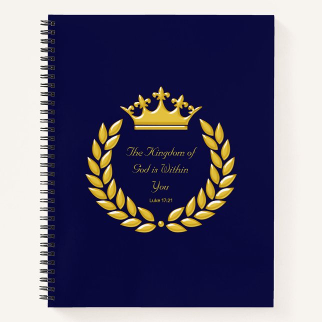 Goldene Krone & The Kingdom of God Bible Verse Hin Notizbuch (Vorderseite)