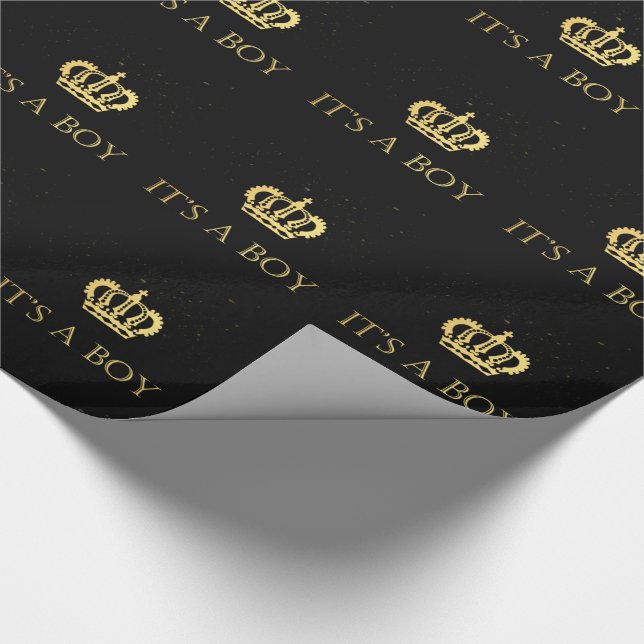 Goldene Kronen-königliche Babydusche Geschenkpapier (Ecke)