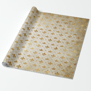 Goldene Kronen-königlicher Grungy Elfenbein-Samt Geschenkpapier
