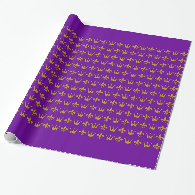 Goldene Kronen-u. Lilien-Grenze + Ihre Ideen Geschenkpapier (Ungerollt)