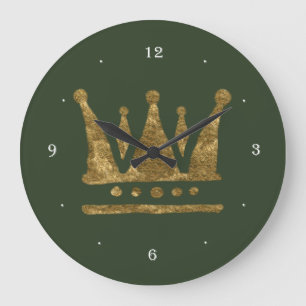 Goldene Kronenrund (Groß) Wanduhr