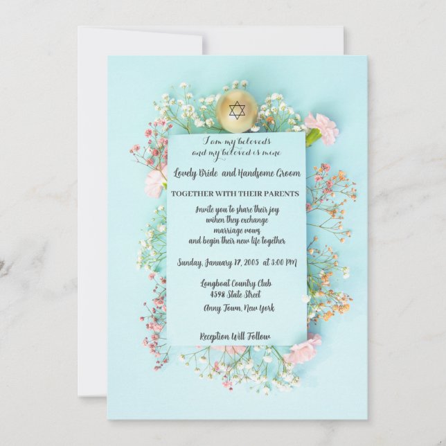 Goldene Kugel mit dem Stern des Jüdischen David Einladung (Vorderseite)