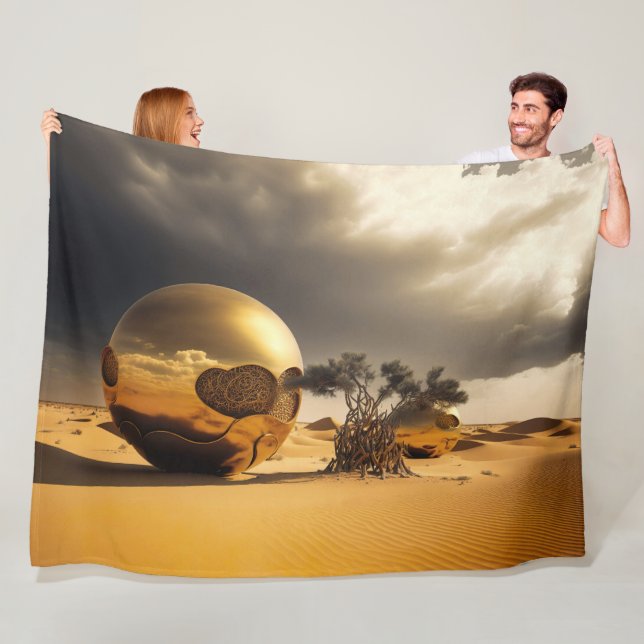 Goldene Kugeln im Wüstensturm Fleecedecke (Beispiel)