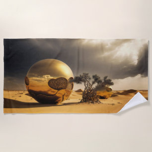 Goldene Kugeln im Wüstensturm Strandtuch