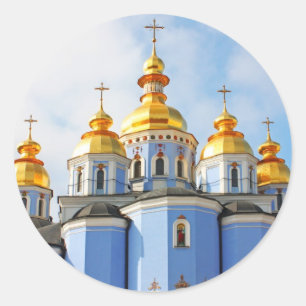 Goldene Kugeln in der Kathedrale in Kiew Runder Aufkleber
