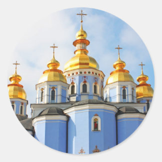 Goldene Kugeln in der Kathedrale in Kiew Runder Aufkleber