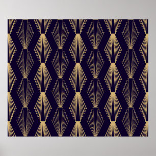 Goldene Kunst Deko Pattern. Nahtlose dunkelblaue R