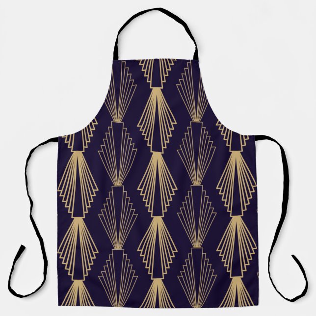 Goldene Kunst Deko Pattern. Nahtlose dunkelblaue R Schürze (Vorderseite)