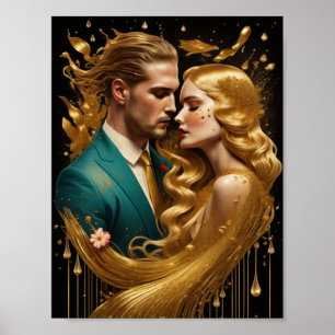 Goldene Kunst für Paare Poster