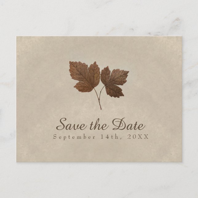 Goldene Kupfer-Herbstlaube Save the Date Ankündigungspostkarte (Vorderseite)