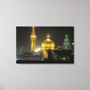 Goldene Kuppel des Imam Reza Schrein-Komplexes bei Leinwanddruck