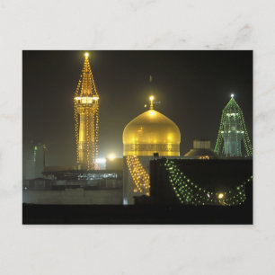 Goldene Kuppel des Imam Reza-Schrein-Komplexes bei Postkarte