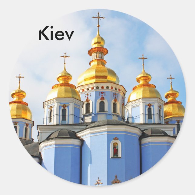 Goldene Kuppeln in der Kathedrale in Kiew, Kiew Runder Aufkleber (Vorderseite)