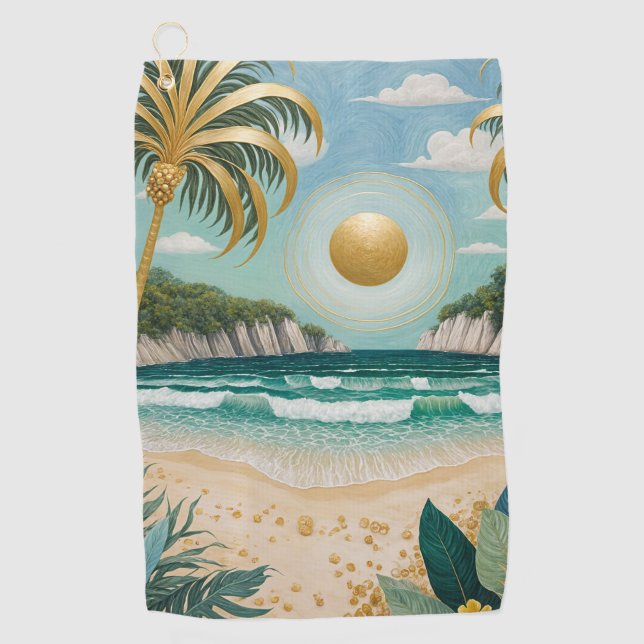 Goldene Küste Golfhandtuch (Vorderseite)