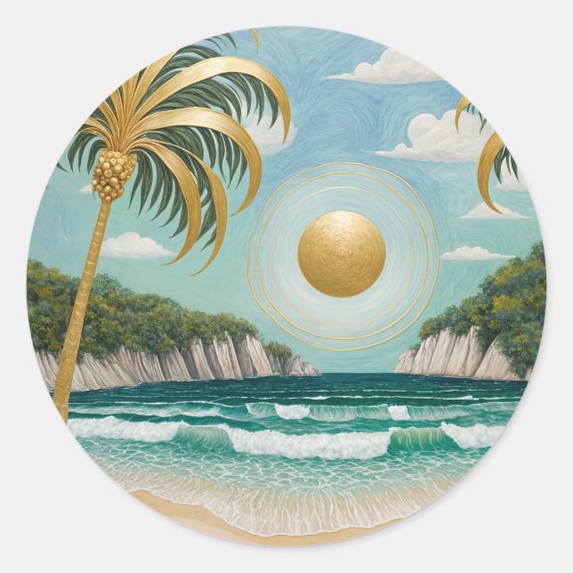 Goldene Küste Runder Aufkleber (Vorderseite)