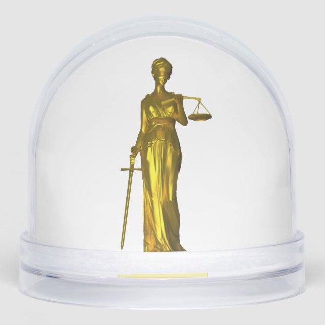 Goldene Lady Justice auf Weiß Schneekugeln (Vorderseite)