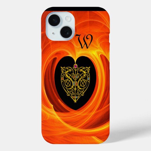 GOLDENE LEAF MIT ZELTISCHEN KNOTEN, schwarz-gelb iPhone 15 Hülle (Rückseite)