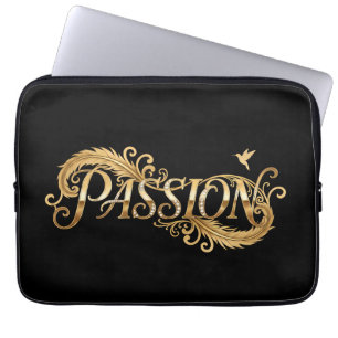 Goldene Leidenschaft – Luxus-Typografie Inspiriere Laptopschutzhülle