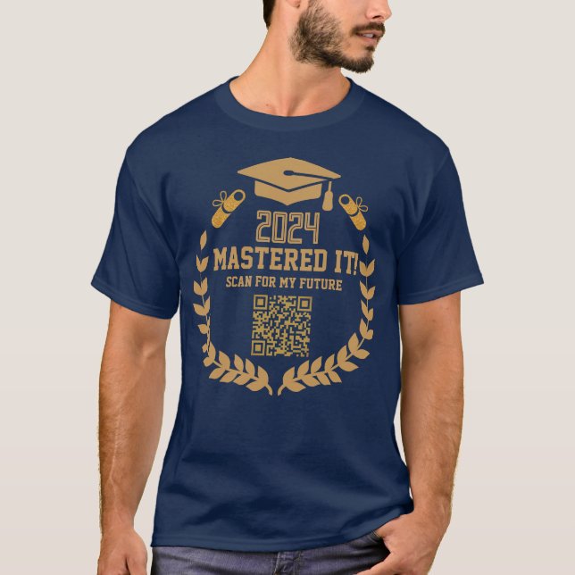 Goldene Leistung - Custom QR Code Class of 2024 T-Shirt (Vorderseite)