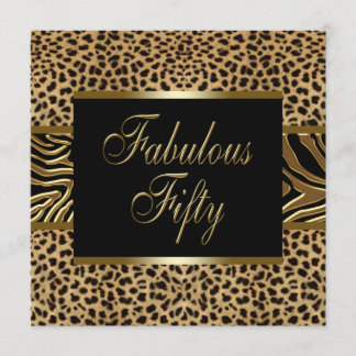 Goldene Leopard Zebra 50. Geburtstagsparty Einladung