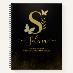 Goldene Letter S Butterfly Notebook-Abdeckung Notizbuch