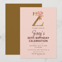 Goldene Letter Z Monogramm Blush Rosa Rosen