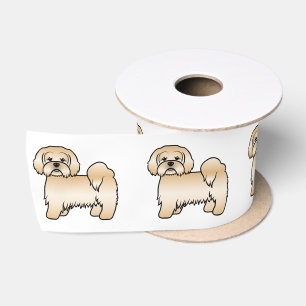Goldene Lhasa-Apso-Süße-Cartoon-Hund-Illustration Satinband
