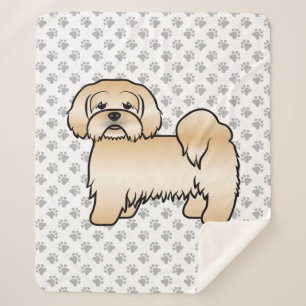 Goldene Lhasa-Apso-Süße-Cartoon-Hund-Illustration Sherpadecke