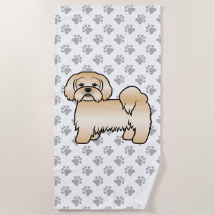 Goldene Lhasa-Apso-Süße-Cartoon-Hund-Illustration Strandtuch