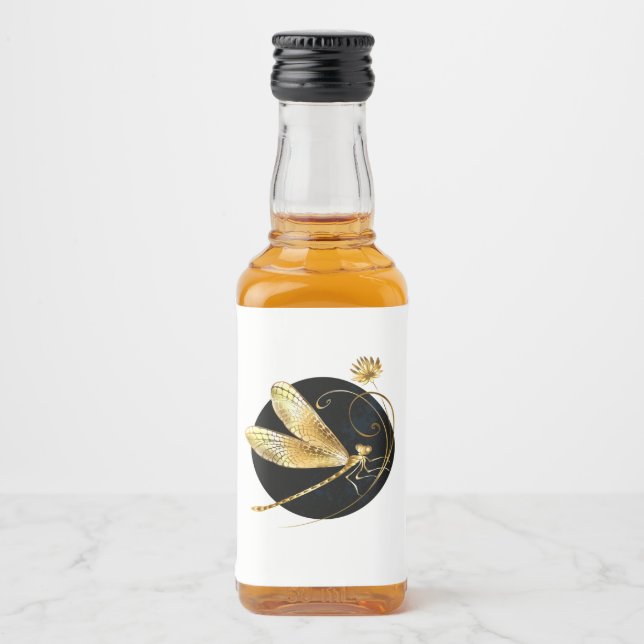 Goldene Libelle Alkoholflaschenetikett (Vorderseite)