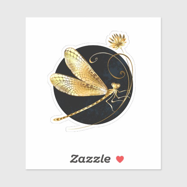 Goldene Libelle Aufkleber (Blatt)