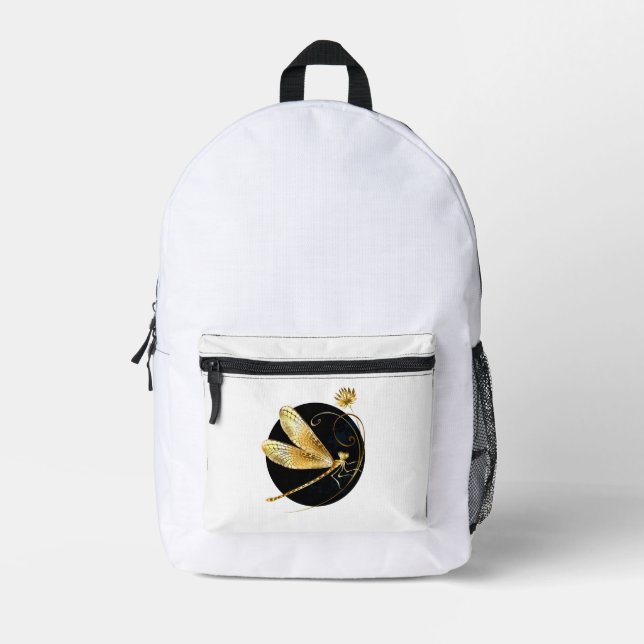 Goldene Libelle Bedruckter Rucksack (Vorderseite)