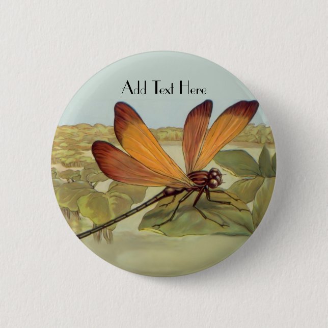 Goldene Libelle Button (Vorderseite)