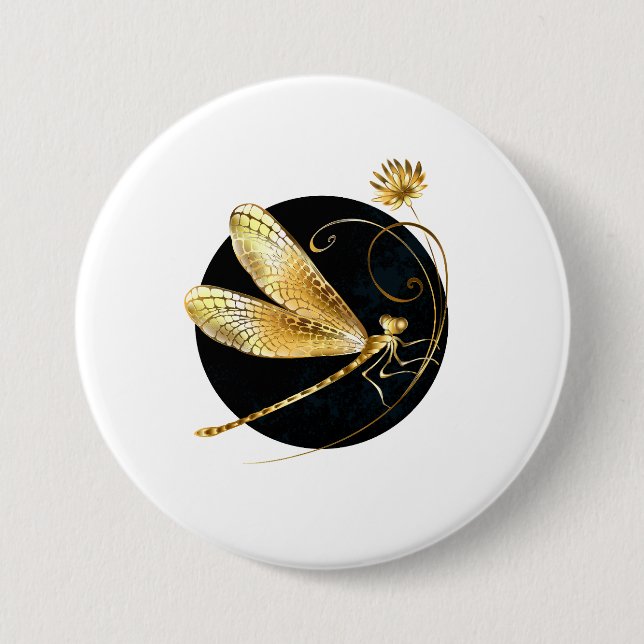Goldene Libelle Button (Vorderseite)
