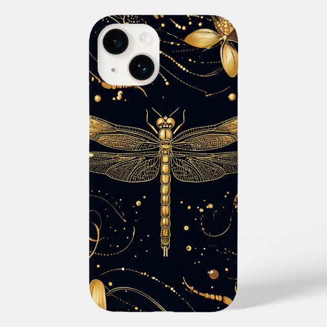 Goldene Libelle Case-Mate iPhone 14 Hülle (Rückseite)