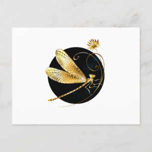 Goldene Libelle Einladungspostkarte
