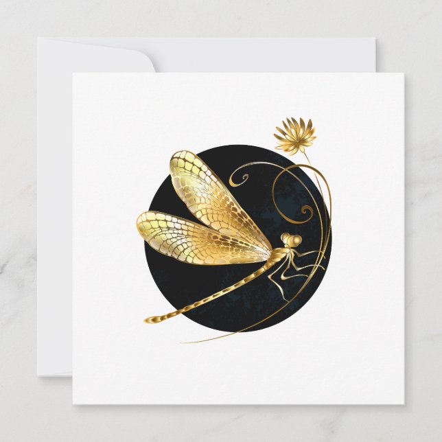 Goldene Libelle Feiertagskarte (Vorderseite)
