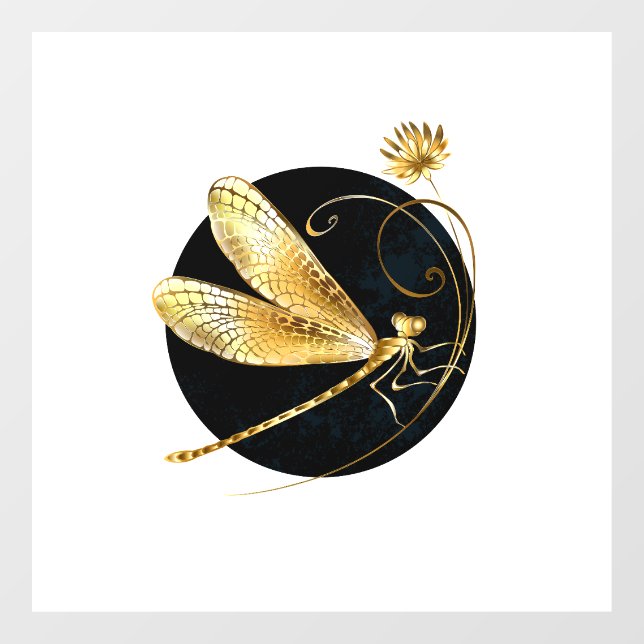 Goldene Libelle Fensteraufkleber (Blatt)
