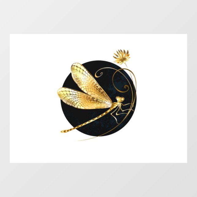 Goldene Libelle Fensteraufkleber (Blatt)