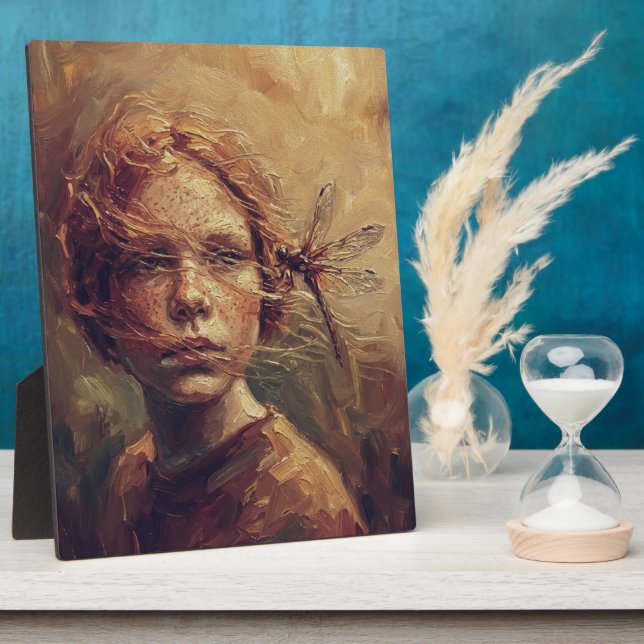 Goldene Libelle Flüstern – Warmer impressionistisc Fotoplatte (Seite)