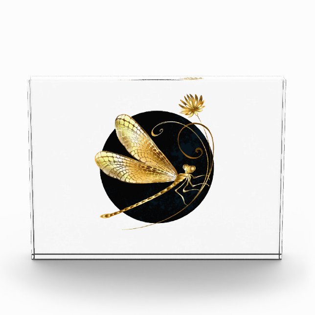 Goldene Libelle Fotoblock (Vorderseite)