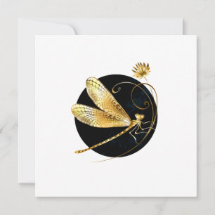 Goldene Libelle im schwarzen Kreis Dankeskarte
