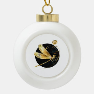 Goldene Libelle Keramik Kugel-Ornament