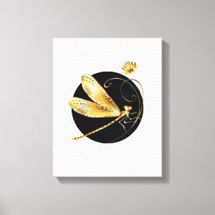 Goldene Libelle Leinwanddruck