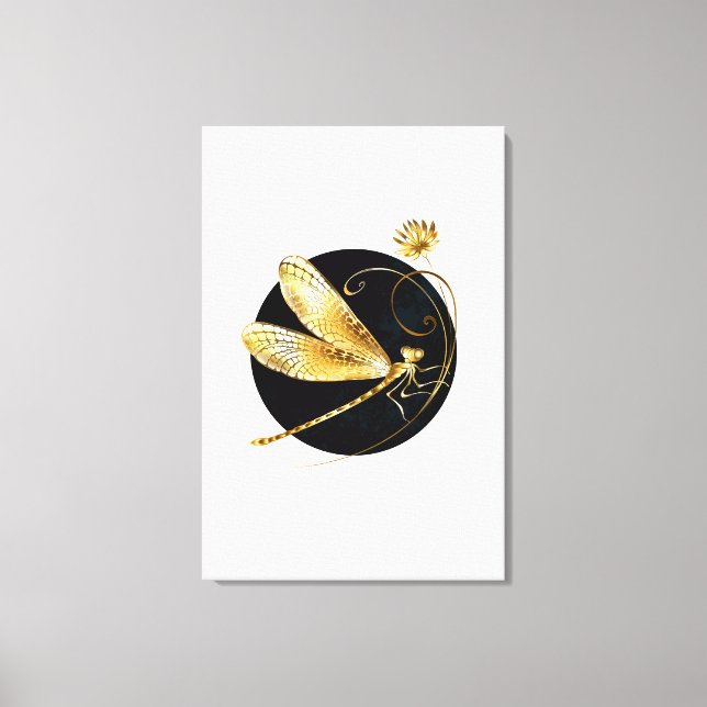 Goldene Libelle Leinwanddruck (Vorderseite)