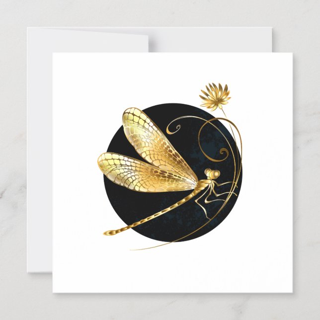 Goldene Libelle Magneteinladung (Vorderseite)