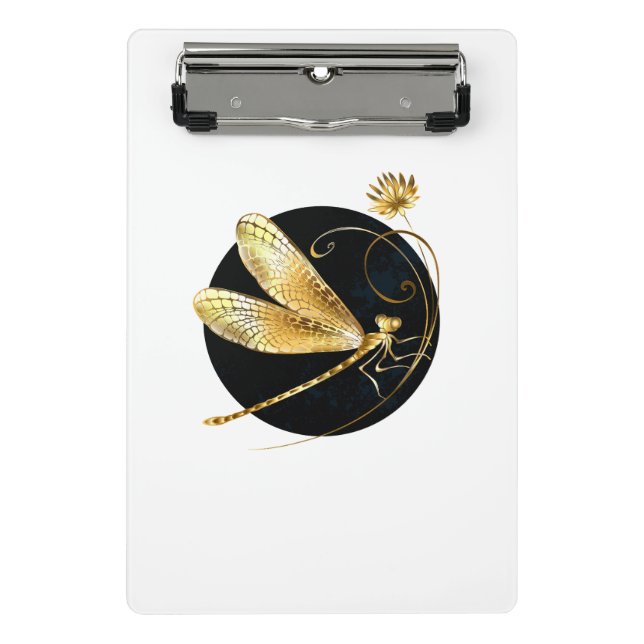Goldene Libelle Mini Klemmbrett (Vorderseite)