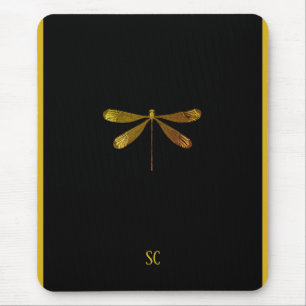 Goldene Libelle mit individuellem Text Mousepad