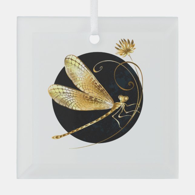 Goldene Libelle Ornament Aus Glas (Vorderseite)